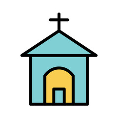 Christian Church Temple Filled Outline Icon