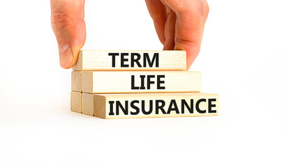 Term life insurance symbol. Concept words Term life insurance on beautiful wooden blocks. Beautiful...