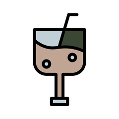 Cocktail Drink Glass Filled Outline Icon