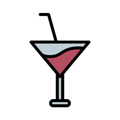 Cocktail Drink Glass Filled Outline Icon