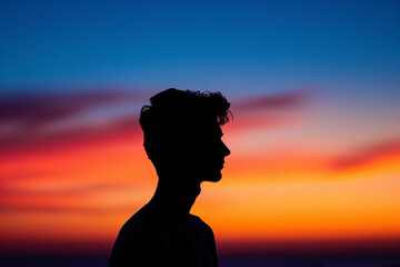 silhouette of a person against sunset
