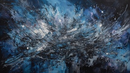 A night sky bursting with stars. Oil painting. 