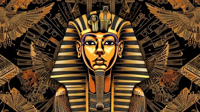 Egyptian inspired vintage design adorned with pharaohic patterns
