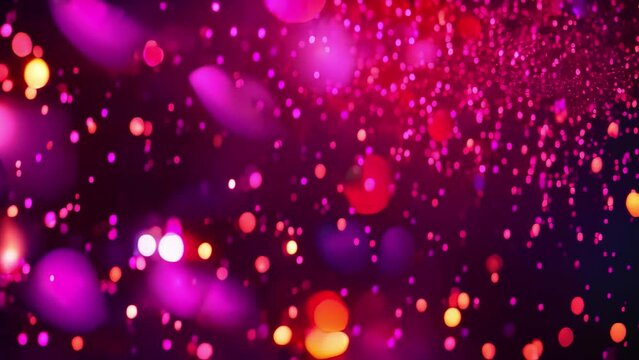 a blurry image of vibrant lights on a black backdrop, showcasing a mesmerizing display of colors and movement, abstract background animation of particles moving up, AI Generated