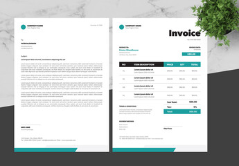 Black and Green Corporate Letterhead and Invoice