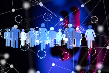 Global network. Blockchain. 3D illustration. Neural networks and artificial intelligence. Abstract  3d