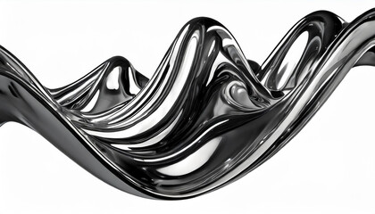3D fluid form liquid metallic shape on white background