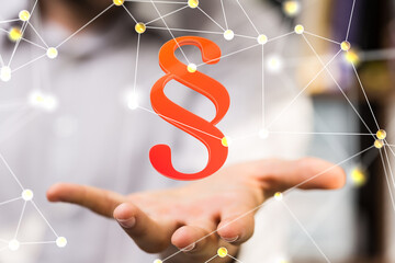 paragraph law sign digital in hand 3d