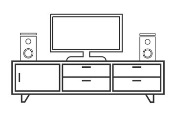 Apartment interior icon. Living room design.
Line design vector ilustration.
