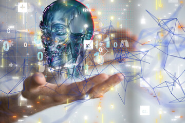 Fototapeta na wymiar digital medical futuristic interface 3D rendering - neural network exposure digital