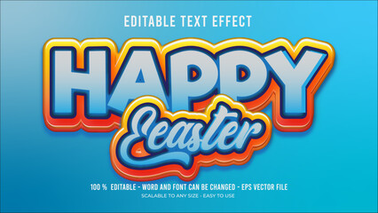 happy easter editable text effect - obrazy, fototapety, plakaty