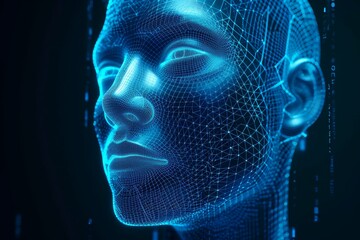 3D rendering of a digital human face profile