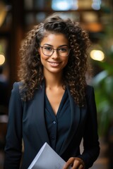 Smiling Businesswoman with Documents