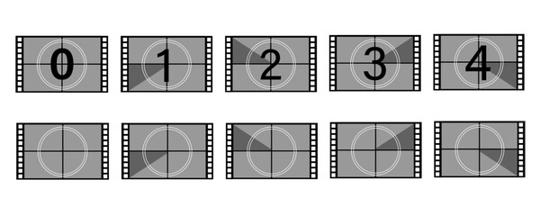 countdown frame retro film icon. Counted down numbers on retro symbol design vector ilustration.