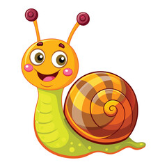 happy snail cartoon on white background