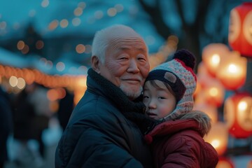 Taiwan Lantern Festival , Capture the joyful experience of families participating in lantern riddles, parades, and games, emphasizing the intergenerational celebration.