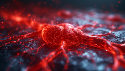 Human circulatory system. Medically accurate animation of heart with vanities and arteries,generative ai