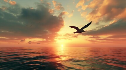 Bird Flying Sunset Flight Inspirational Soarin