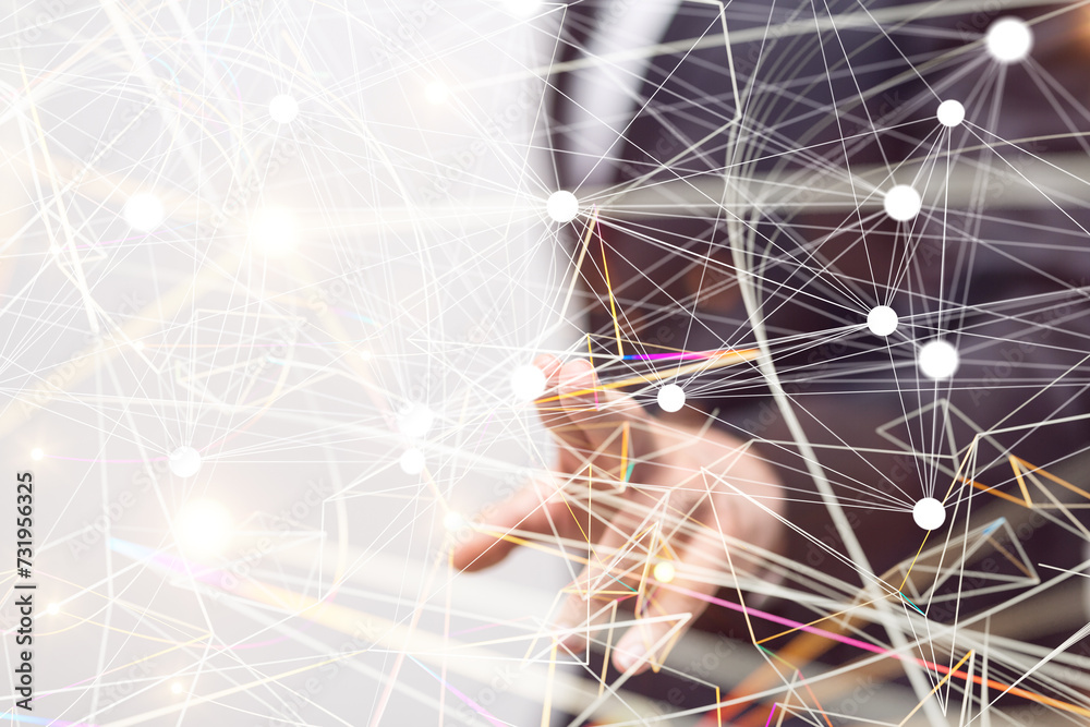 Poster conference digital network and data concept 3d