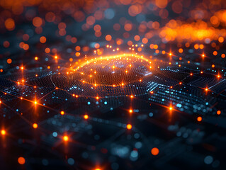 Fototapeta premium image is abstract or wire and network background with shiny lights