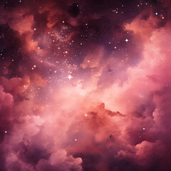 Galaxy, stars and clouds all of the image is pink peach 