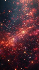 Vast Field of Diverse Stars in Dark Red and Dark Cyan Tones, Featuring Refractive Surfaces