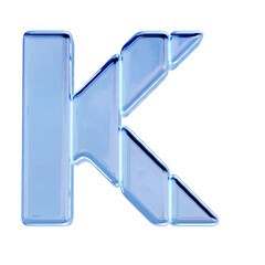 Symbol made of blue vertical blocks. letter k
