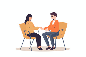 Minimalist illustration of psychology and support to other people.