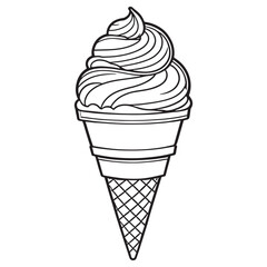 Ice cream outline coloring page illustration for children and adult
