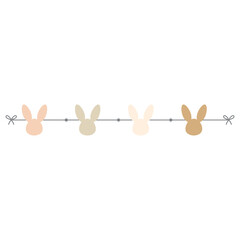 nursery paster bunny easter decorative label line illustration