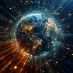 Explore the intricate network of connectivity depicted in this abstract world map.