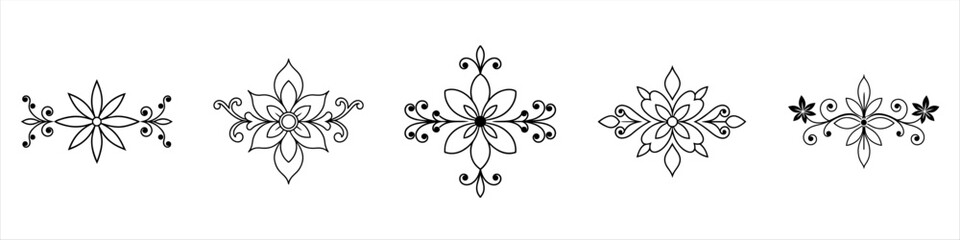hand-drawn vector circular decorative elements, Elements of ornament, Elegant minimal style floral vector, Collection of design elements
