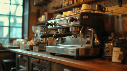 Fototapeta na wymiar A coffee machine is sitting on a counter