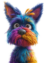 Naklejka premium Chubby cute fluffy colorful Schnauzer's, colorful teddy isolated on white background