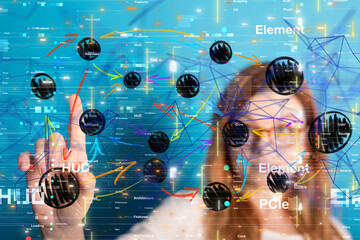 Global network. Blockchain. 3D illustration. Neural networks and artificial intelligence. Abstract  - neural network exposure digital