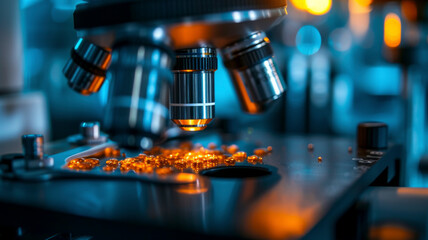 Macro shot unveiling cellular activity in a cutting-edge biotech laboratory, presenting a breakthrough moment in the world of innovative biotechnology