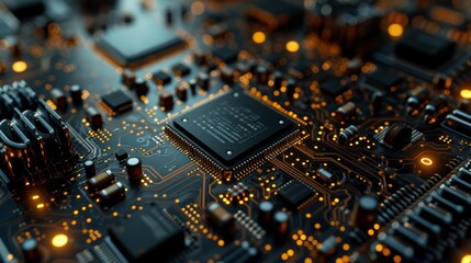 Circuit Board with many CPU Processors in the server room of the data center. Microchips Starting Artificial Intelligence Digitalization of Neural Networking, Cloud Computing Data Digital Move