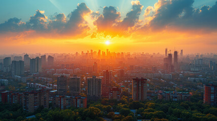 Fototapeta premium City building construction sites development and tower cranes day time, generative ai.