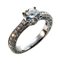 diamond ring  isolated on transparent background.