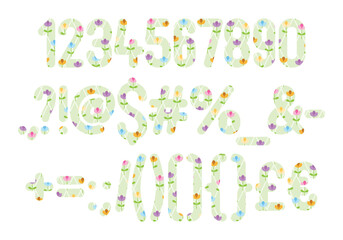 Versatile Collection of Flowers Numbers and Punctuation for Various Uses