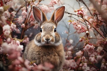 Fototapeta premium cute easter rabbit. easter background image. 