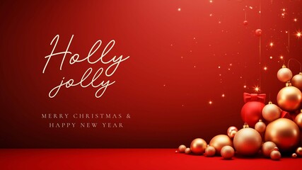 Naklejka premium Merry Christmas Red Background Template