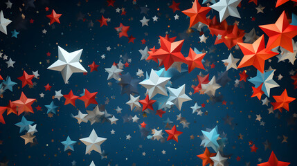 Fototapeta premium stars on red 3d image,, stars and stripes background