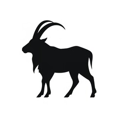 Black Color Silhouette of an Alpine Ibex Simple