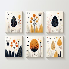 set of six simple art post cards. 