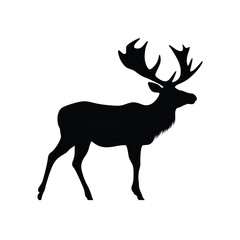 Black Color Silhouette of a Caribou Simple and