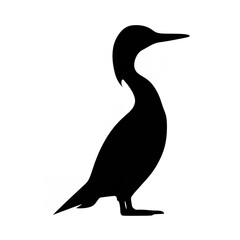 Black Color Silhouette of a Common Loon Simple