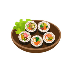 Bimbap traditional Korean sushi rolls illustration