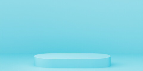 Product Podium -  Aqua color Oblong Podium, Aqua Background. 3D Illustration