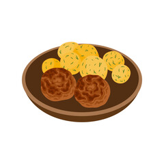 Cutlets with potatoes vector illustration